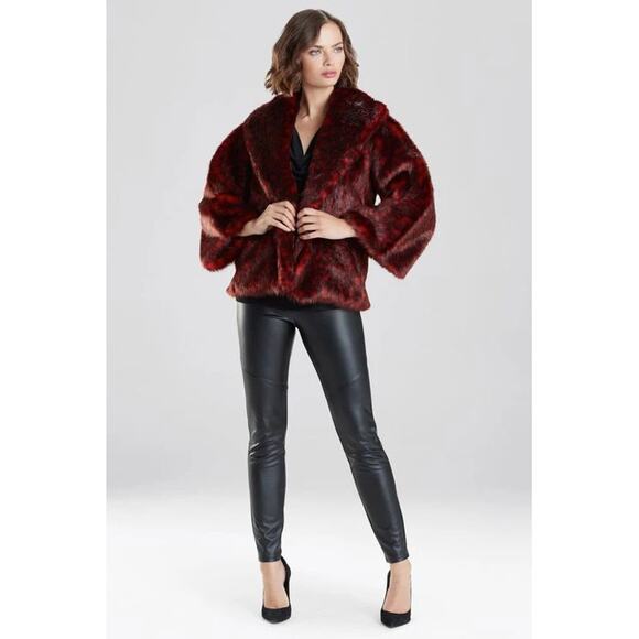 NATORI Red Leopard Faux Fur Jacket - Picture 2 of 10